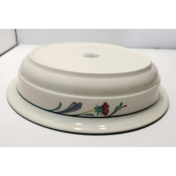 Vtg Lenox Poppies on Blue Vegetable/Serving Dish 9.75" x 2.25" Made in USA - Picture 5 of 7